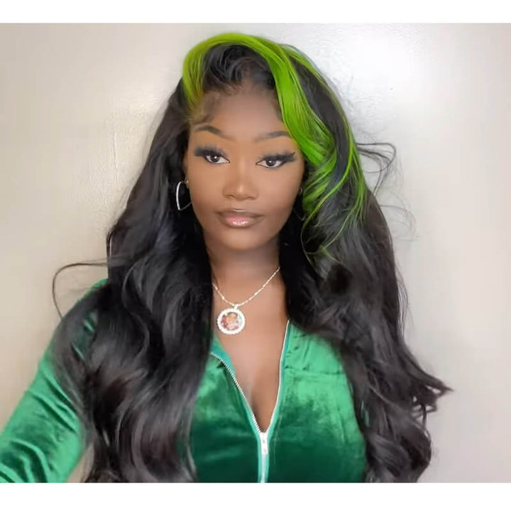 Skunk Striped Wig Natural Body Wave Hairstyle HD Lace Wig Pre drawn Natural Hairline Real Human Hair Wig- Daisy Hair