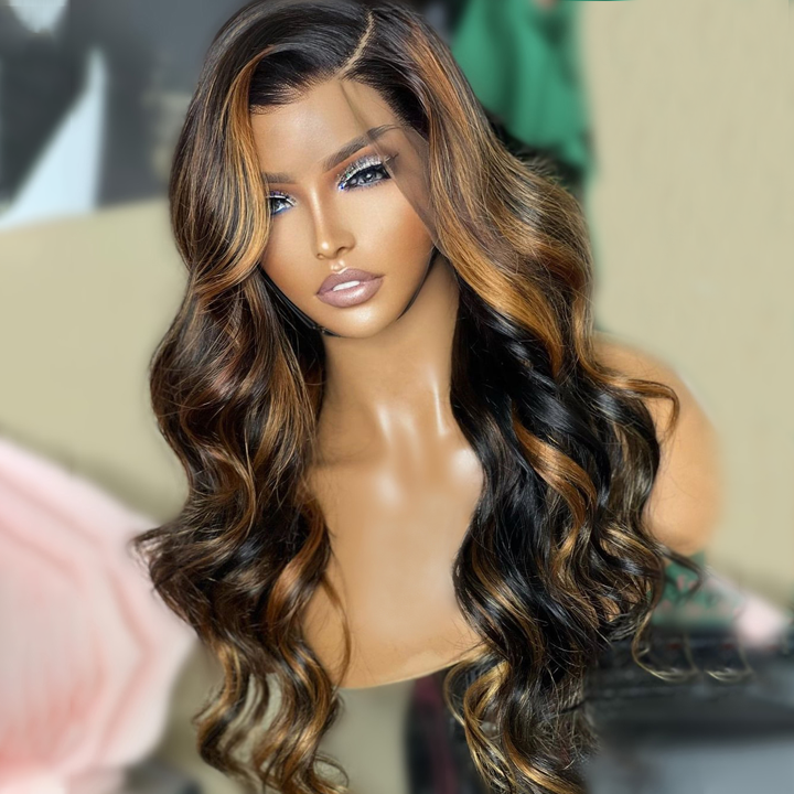 Body Wave Highlight Honey Blond Wig 13x4/4x4 HD Lace Front Piano Colored Human Hair Wigs Daisy Hair