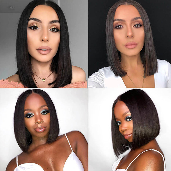 Short Straight Hair Bob Wig Pre Plucked 4x4 HD Lace Closure Human Hair Bob Wigs-Daisy Hair