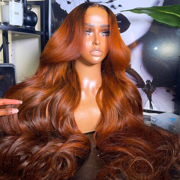 Ginger Color Lace Front Wig Body Wave 13x4/4x4 HD Lace Human Hair Wigs Ombre Colored Wigs With Dark Roots-Daisy Hair
