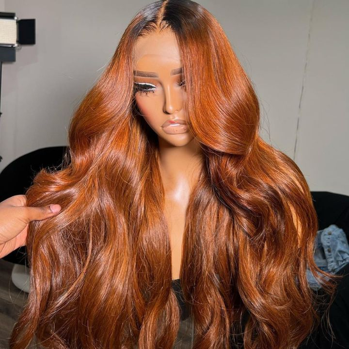 Ginger Color Lace Front Wig Body Wave 13x4/4x4 HD Lace Human Hair Wigs Ombre Colored Wigs With Dark Roots-Daisy Hair
