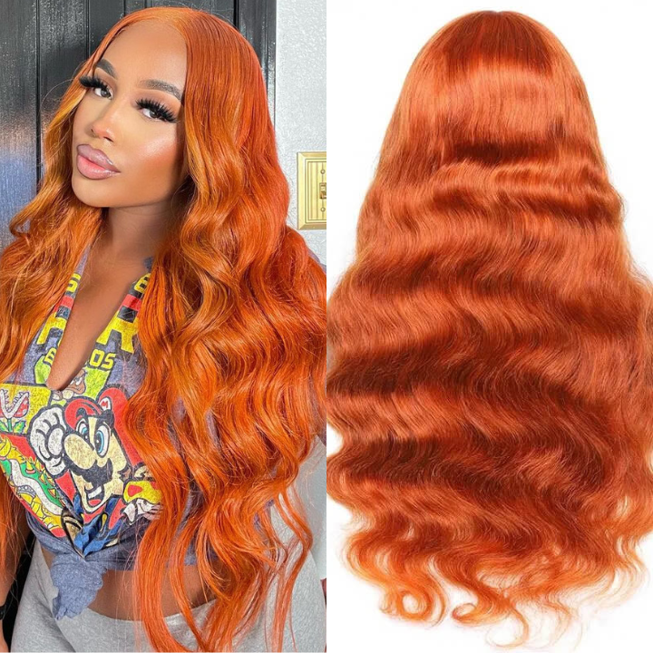 Orange Ginger Wig Body Wave 13x4 HD Lace Front Wigs Pre Plucked Natural Hairline Glueless Real Human Hair Wig-Daisy Hair