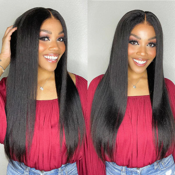 Wear Go Glueless Wigs Kinky Straight Pre Cut HD Transaparent Lace Human Hair Wigs With Breathable Wear & Go Pre Plucked Hairline Cap Air Wig-DaisyHair