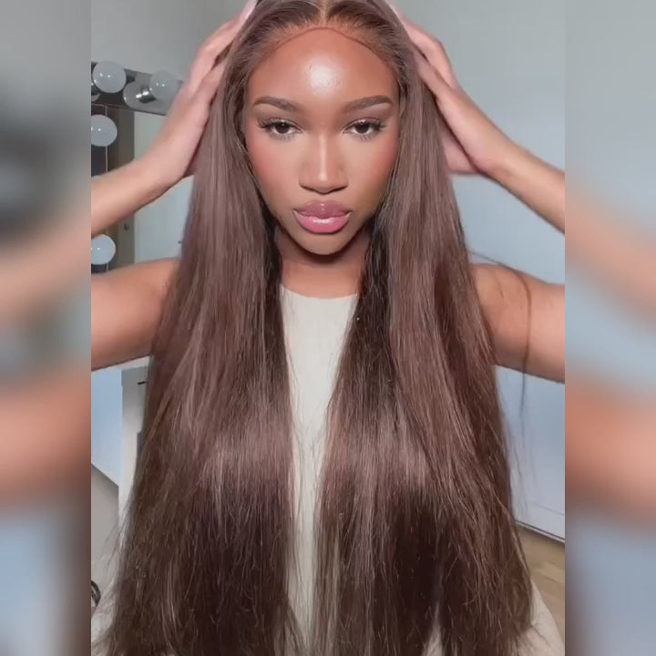 Chestnut Brown Straight Lace Front Wig 13x4 HD Lace Frontal/4x4 Lace Closure 100% Virgin Hunam Hair Wigs- Daisy Hair
