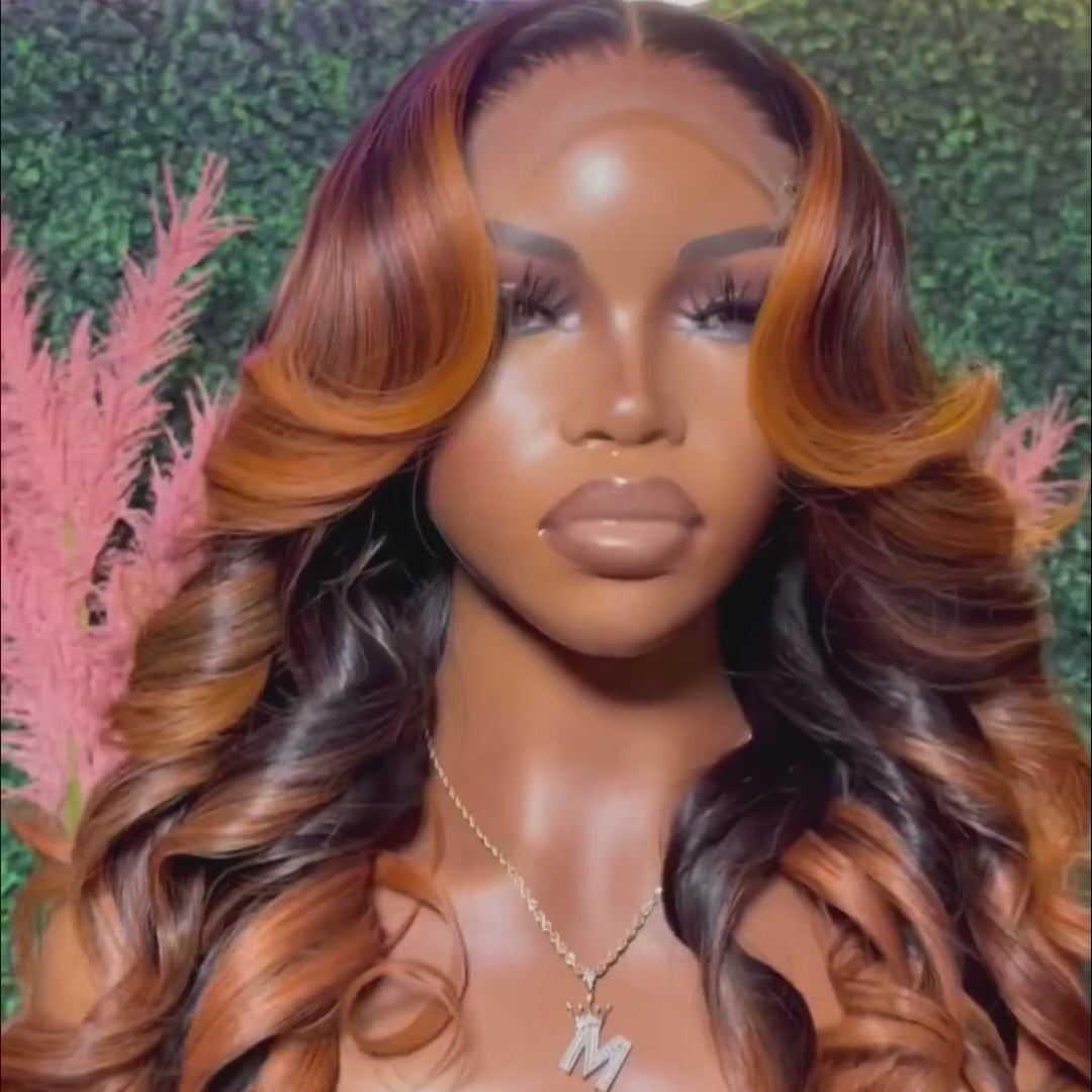 Brown Balayage On Black Hair Body Wave Lace Front Wig Highlight Hd Transparent Human Hair Wigs Daisy Hair