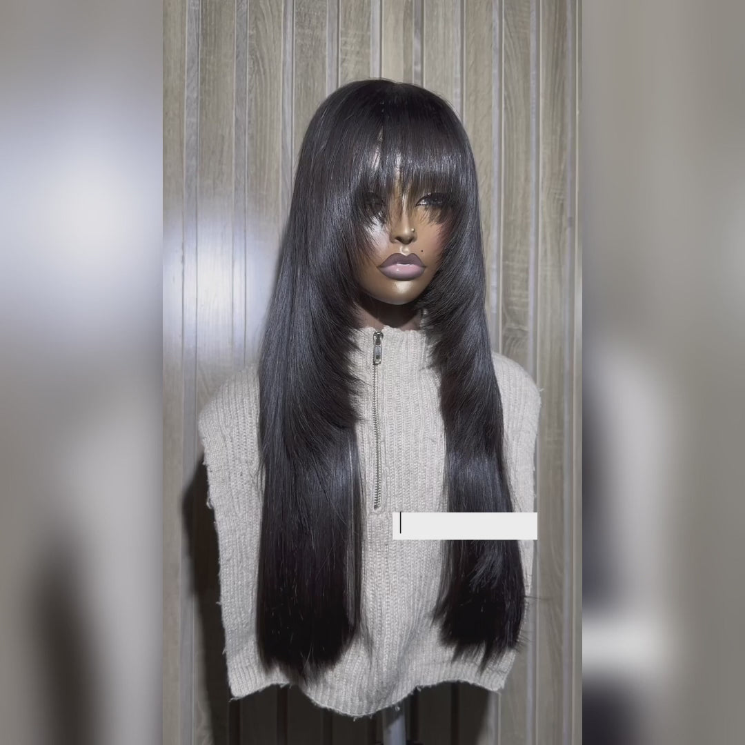 13x4/4x4 Hd Transparent Straight Layered Wig Pre Plucked Natural Hairline Human Hair Wigs Daisy Hair