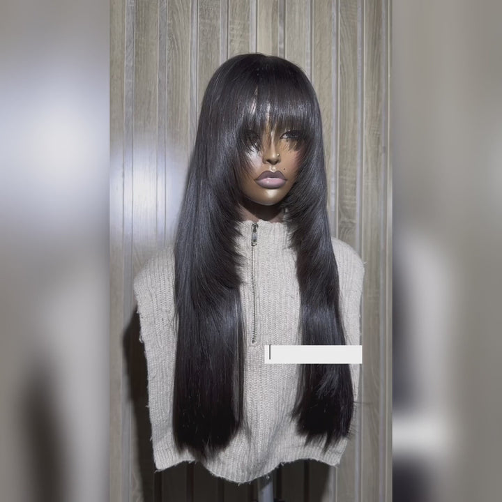 13x4/4x4 Hd Transparent Straight Layered Wig Pre Plucked Natural Hairline Human Hair Wigs Daisy Hair
