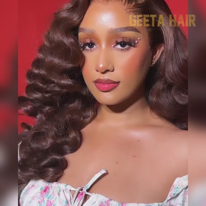 Glueless Chocolate Brown Loose Deep Wave 4x4/13x4 HD Lace Front Wig Pre Plucked Hairline Human Hair Wigs-Daisy Hair