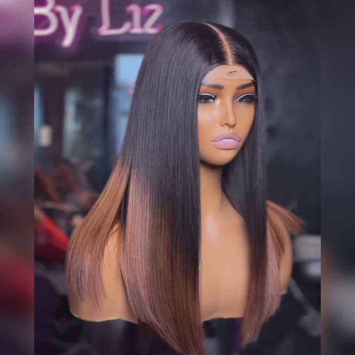 1B/Brown Glueless Wigs Short Bob Straight 4x6 Pre Cut Lace Wigs Pre- plucked T1B/27 Lace Front Wigs Daisy Hair