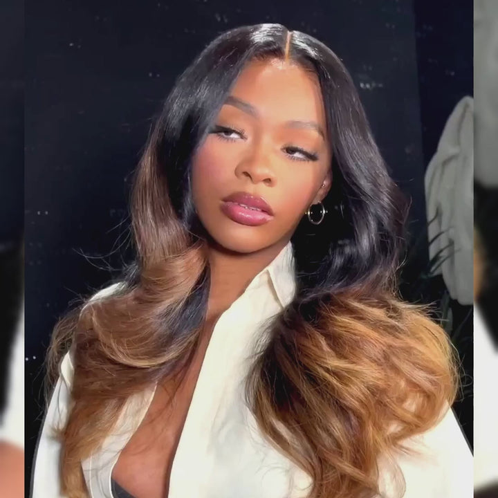 Glueless Wigs Body Wave Lace Frontal Brown And Honey Blonde Ombre Human Hair Wigs Pre Plucked Hairline Daisy Hair