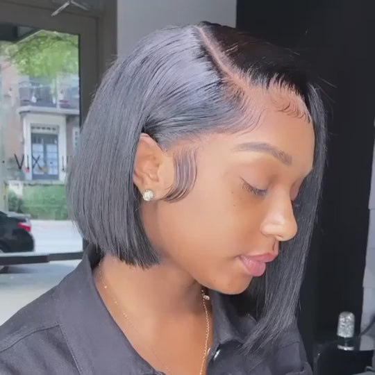 Flash Sale Short Straight Human Hair Wigs Glueless C-shaped Side Part Bob Wigs-Daisy Hair