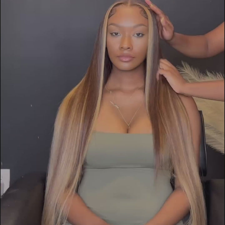 Luxury Series Layered Cut Glueless Wigs Honey Blonde Mixed 13x4 Straight Lace Front Wig PrePlucked HD Lace Wigs Daisy Hair