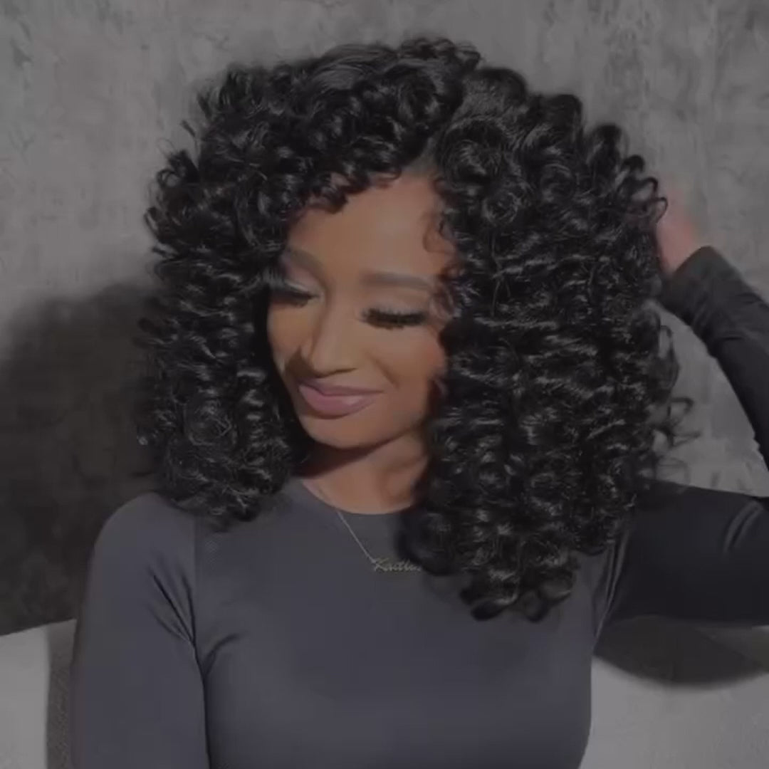 Full 300% Density Loose Bouncy Glueless Wig 13x4 Bouncy Curly HD Lace Front Wigs Pre Bleached Natural Hairline No Code Needed Daisy Hair