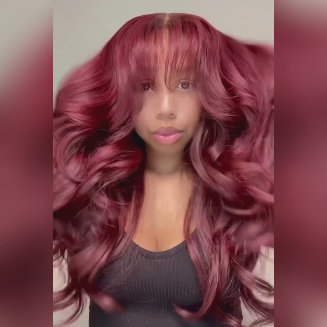 99J Burgundy 13x4 HD Lace Frontal Wig Glueless Colored Body Wave Human Hair Wigs 250% Density Daisy Hair