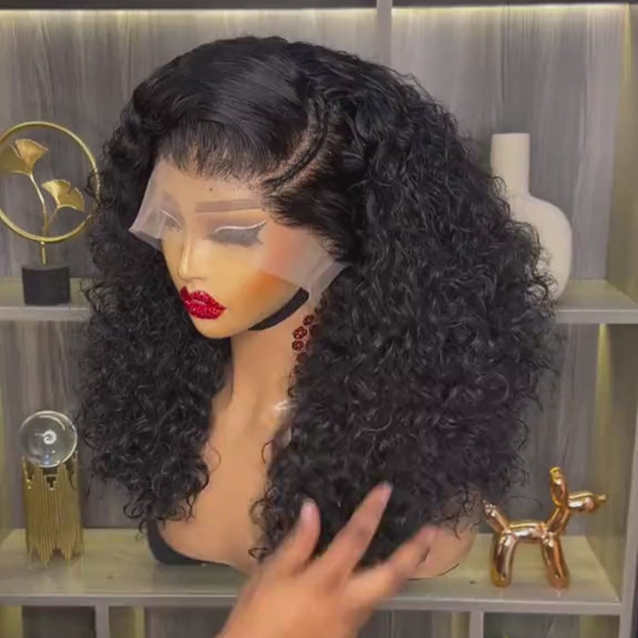 Full 250% Density Glueless Wig Resilient Curly 13x4 Lace Front Bob Wig Curly Human Hair Bob Wigs Pre Plucked Daisy Hair