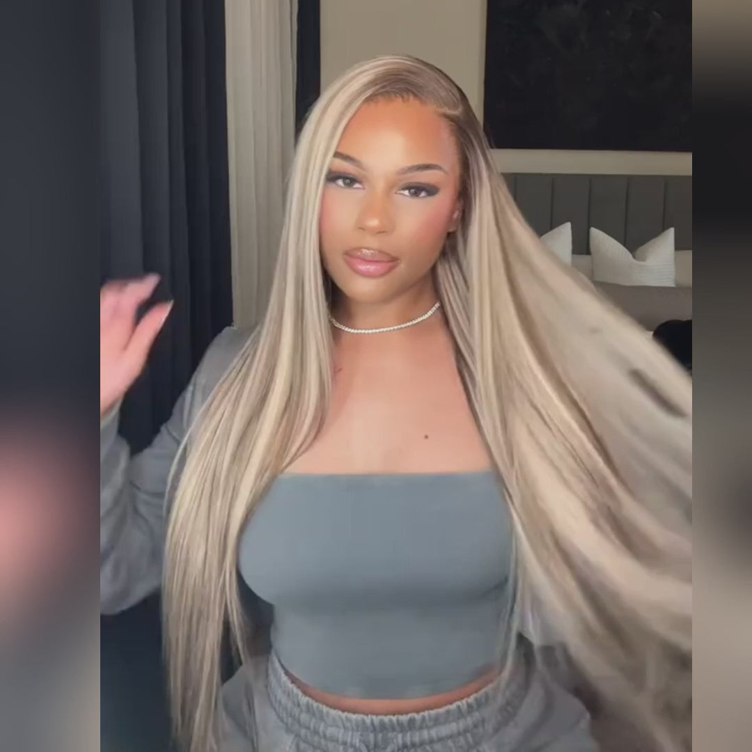 Ash Blonde Body Wave Lace Front Wig Blonde Colored Human Hair Wigs 180% Density Daisy Hair