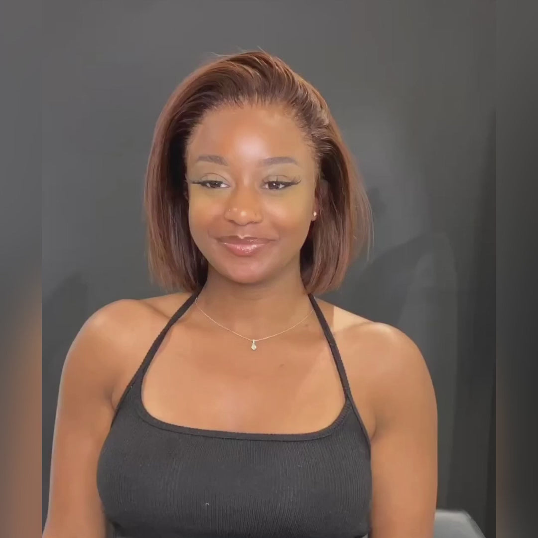 Flash Sale Brown Glueless Wigs Short Bob Straight 4x6 Pre Cut Lace Wigs Pre- plucked Lace Front Wigs Daisy Hair
