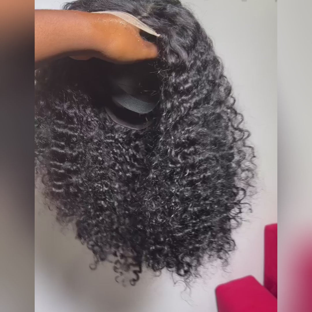 Wear Go Glueless Wig Fluffy Kinky Curly 7x5 Pre Cut Lace Front Wigs Pre Plucked Natural Hairline 180% Density-Daisy Hair-