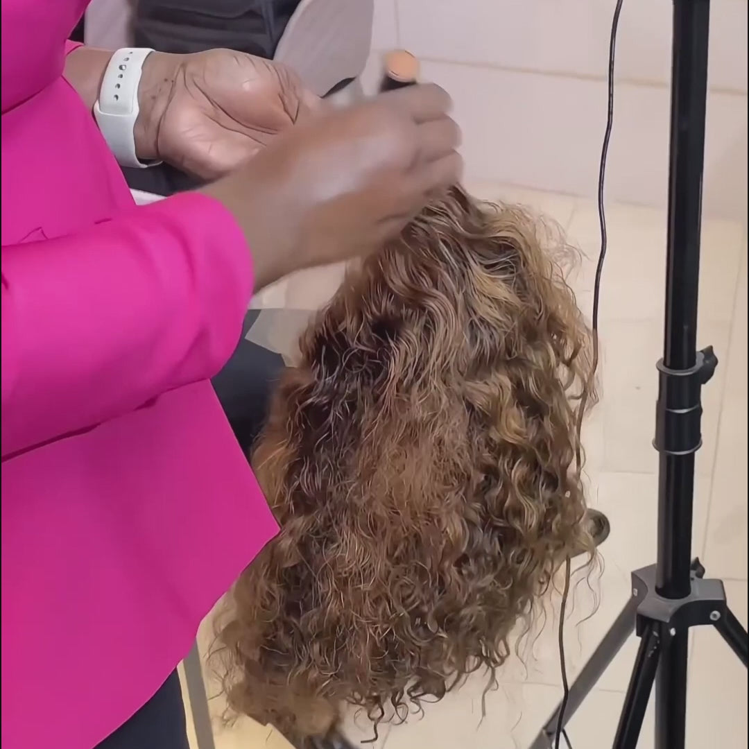 Brown Bob Glueless Wigs Short Wavy Human Hair 13x4 Lace Front Wig Pre Plucked 250% Density No Code Needed Daisy Hair