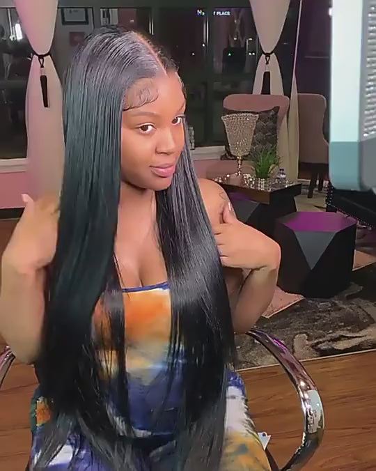 13x4/4x4 Hd Transparent Straight Layered Wig Pre Plucked Natural Hairline Human Hair Wigs Daisy Hair