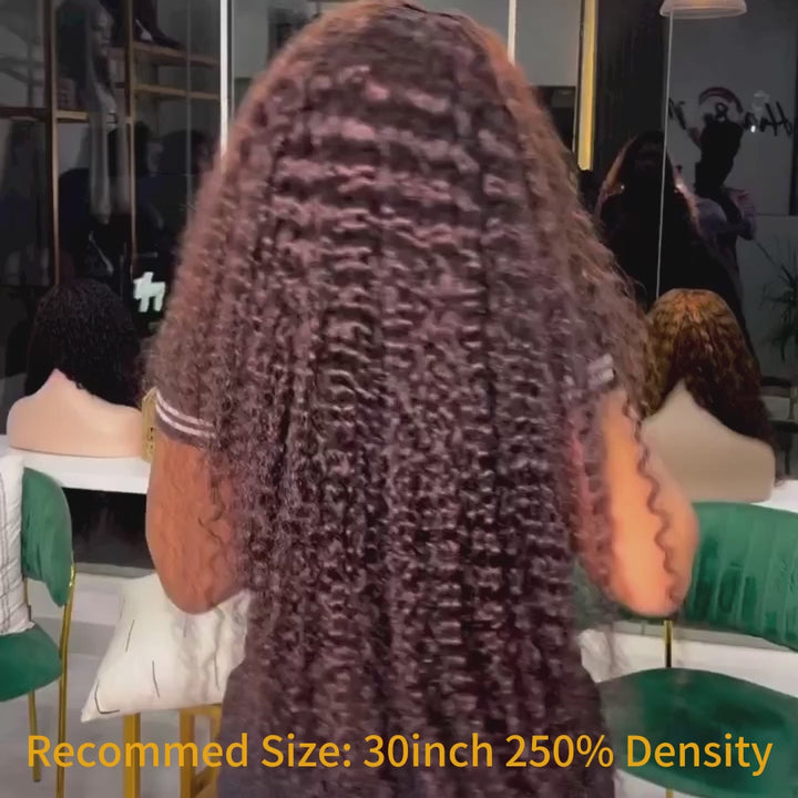 Spanish Curly Colored Wigs Burgundy 13x4 HD Lace Wig Transparent Human Hair Wigs Pre plucked Hairline-Daisy Hair