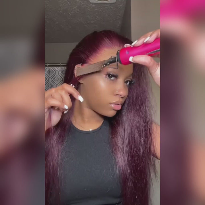 99J Burgundy Color Straight Hair 13x4 HD Lace Front Wigs/4x4 HD Lace Closure Wig Pre Plucked Hairline Real Human Hair Wigs- Daisy Hair