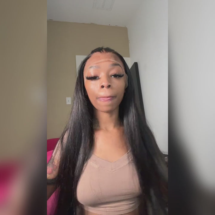 Pre Bleached 13x6 Straight Lace Front Wigs Human Hair 180% Density HD Transparent Glueless Wigs Daisy Hair