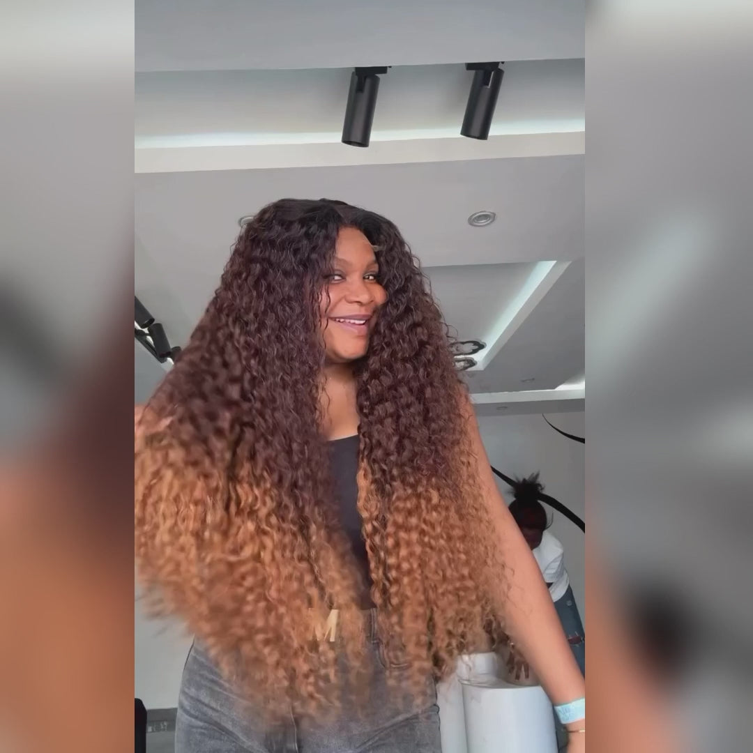 Highlight Curly Lace Front Human Hair Wigs 13x4 Honey Blonde Deep Wave Colored Glueless Wigs Daisy Hair