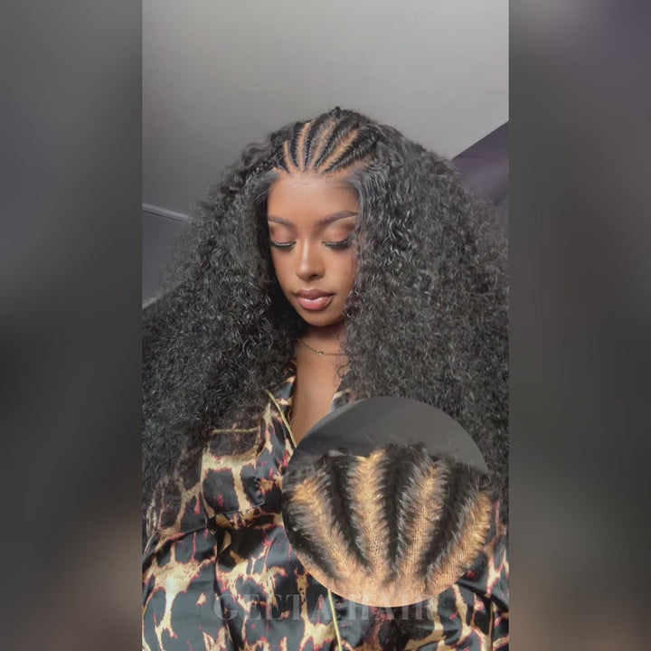Ready And Go Glueless Pre Braided Wig Burmese Curl 7x5 Pre Cut Lace Human Hair Wigs Braided Lace Front Wigs Daisy Hair