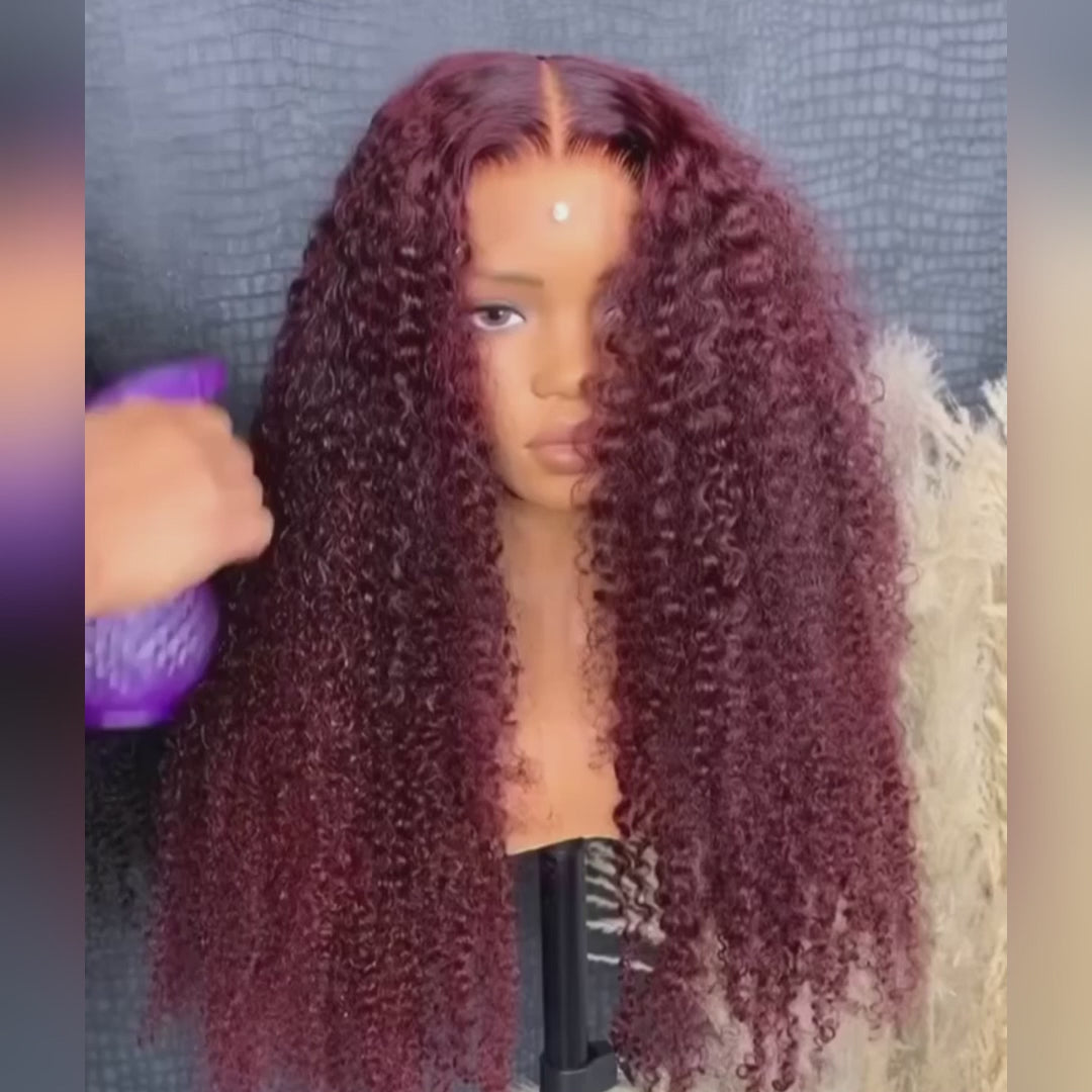 Copper Red Lace Front Human Hair Wigs 13x4 Afro Kinky Curly Glueless Wigs 180% Density Daisy Hair
