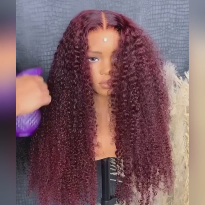 Copper Red Lace Front Human Hair Wigs 13x4 Afro Kinky Curly Glueless Wigs 180% Density Daisy Hair