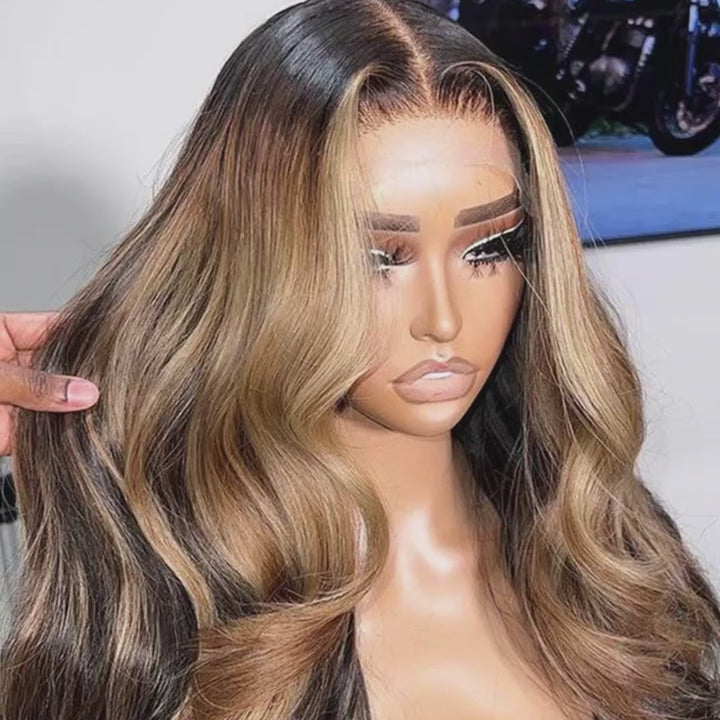 Highlight Blonde Body Wave Lace Front Wig Ombre Light Blonde Color HD Lace Human Hair Wigs Daisy Hair