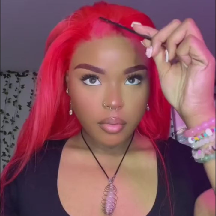 Red Straight 4x4/13x4 Lace Front Wig Colored HD Transparent Lace Human Hair Wigs-Daisy Hair