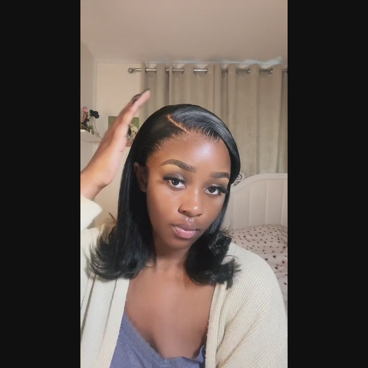 Flash Sale Short Straight Human Hair Wigs Glueless C-shaped Side Part Bob Wigs-Daisy Hair