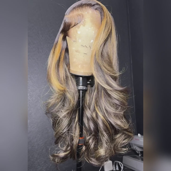 Luxury Layer Gluless Wigs Blonde With Brown Colored Lace Front Wig Highlight 13x4 Lace Front Human Hair Wigs 	Daisy Hair