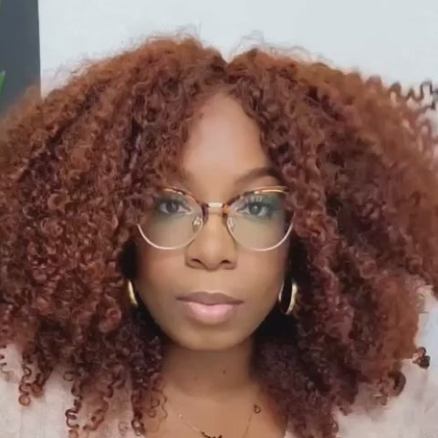 Wear&Go Reddish Brown Glueless Kinky Curly 5x5 HD Lace Wig Easy to Wear Pre Cut Lace Human Hair Wigs Daisy Hair