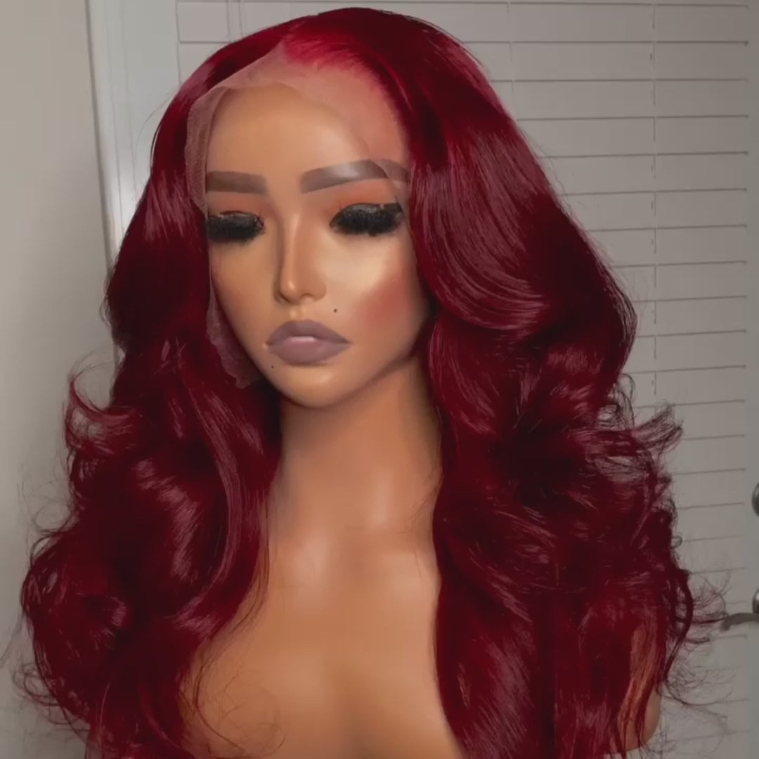 Burgundy Body Wave 13x4/4x4 HD Lace Wig 99j Colored Body Wave Human Hair Wigs Daisy Hair