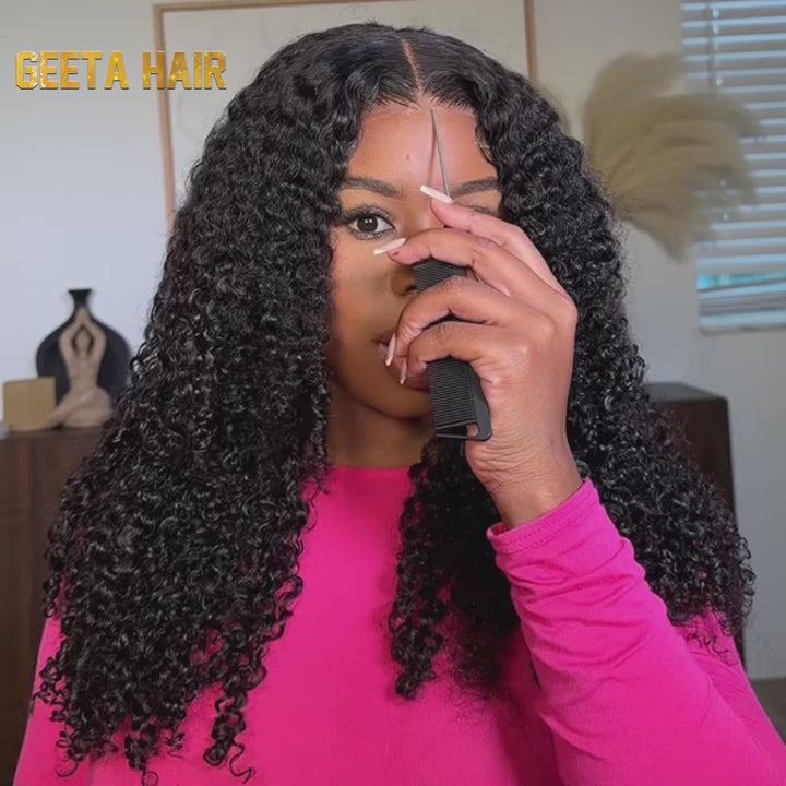 Wear Go Glueless Wig Fluffy Kinky Curly 7x5 Pre Cut Lace Front Wigs Pre Plucked Natural Hairline 180% Density-Daisy Hair-