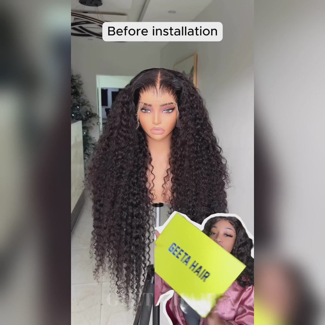 Black Curly Hair 13x4 HD Lace Front Wig 100% Virgin Human Hair Wigs Pre Plucked Hairline-Daisy Hair