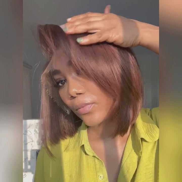 Flash Sale Brown Glueless Wigs Short Bob Straight 4x6 Pre Cut Lace Wigs Pre- plucked Lace Front Wigs Daisy Hair