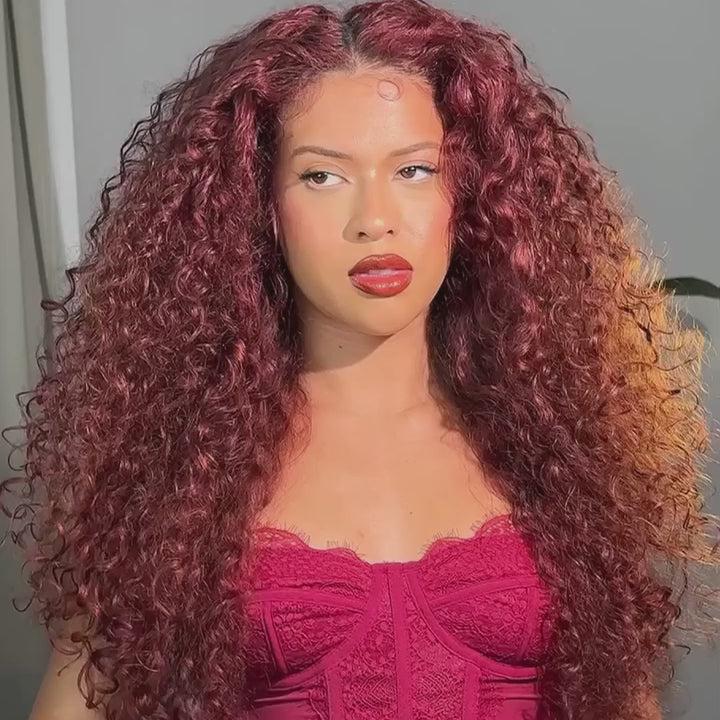Copper Red Lace Front Human Hair Wigs 13x4 Afro Kinky Curly Glueless Wigs 180% Density Daisy Hair