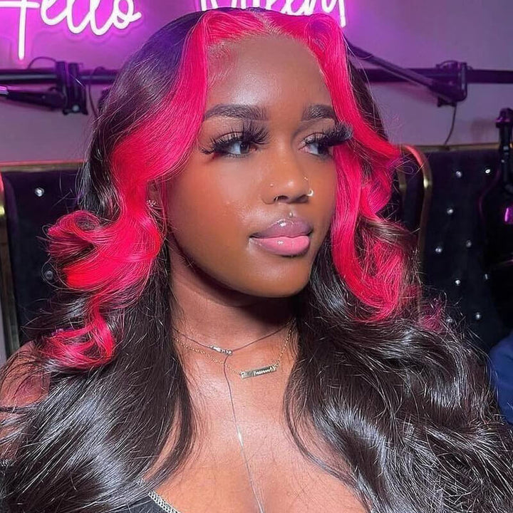 Skunk Striped Wig Natural Body Wave Hairstyle HD Lace Wig Pre drawn Natural Hairline Real Human Hair Wig- Daisy Hair