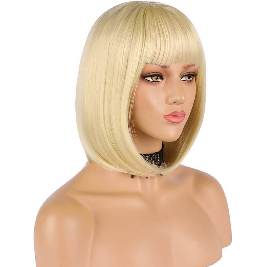 Natural Straight Hair 613 Blonde Bob Wig With Bangs 100% Human Hair Wig - Daisy Hair