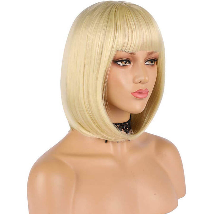 Natural Straight Hair 613 Blonde Bob Wig With Bangs 100% Human Hair Wig - Daisy Hair