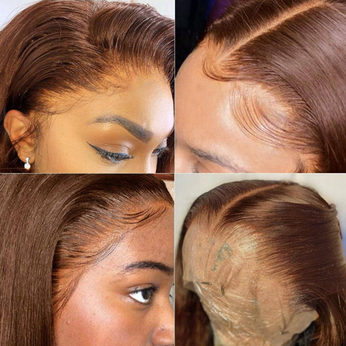 Chestnut Brown Straight Lace Front Wig 13x4 HD Lace Frontal/4x4 Lace Closure 100% Virgin Hunam Hair Wigs- Daisy Hair