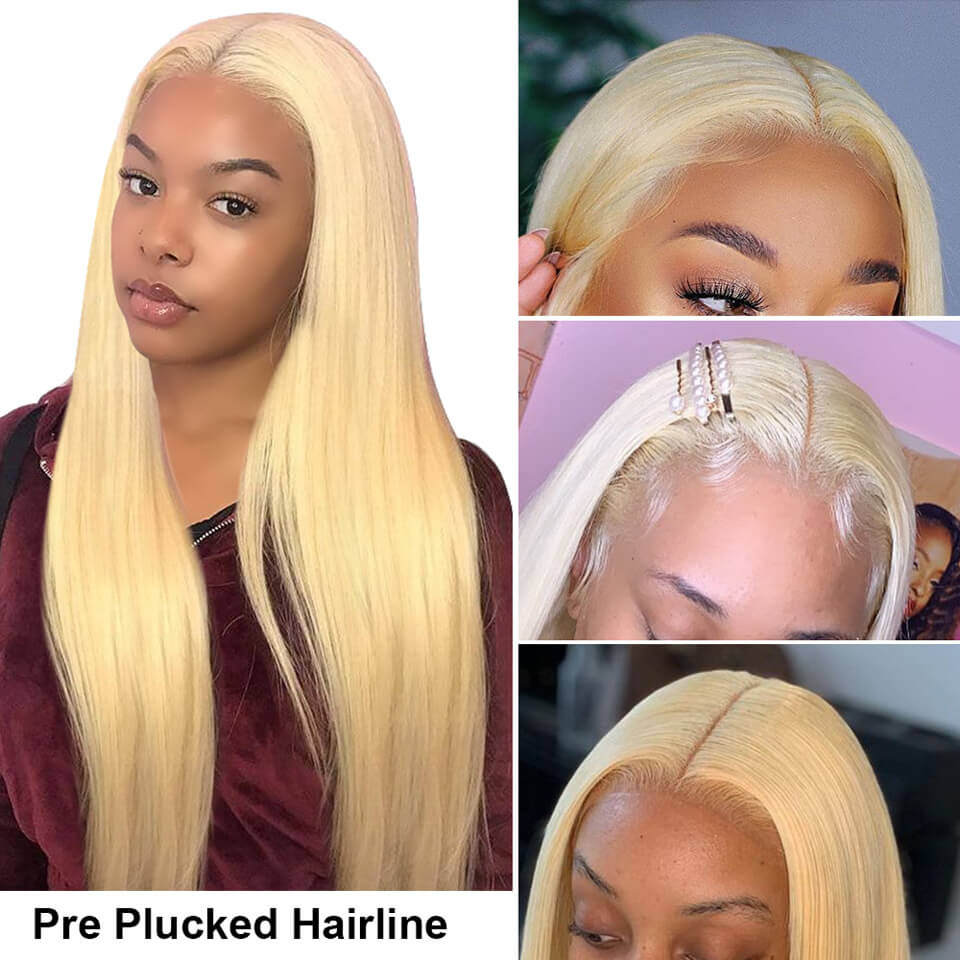 Straight Hair 613 Blonde Frontal Wig 13x4 HD Lace Front Human Hair Wigs Pre Plucked Hairline- Daisy Hair