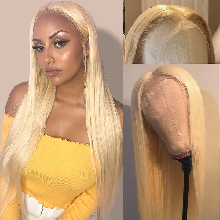Straight Hair 613 Blonde Frontal Wig 13x4 HD Lace Front Human Hair Wigs Pre Plucked Hairline- Daisy Hair