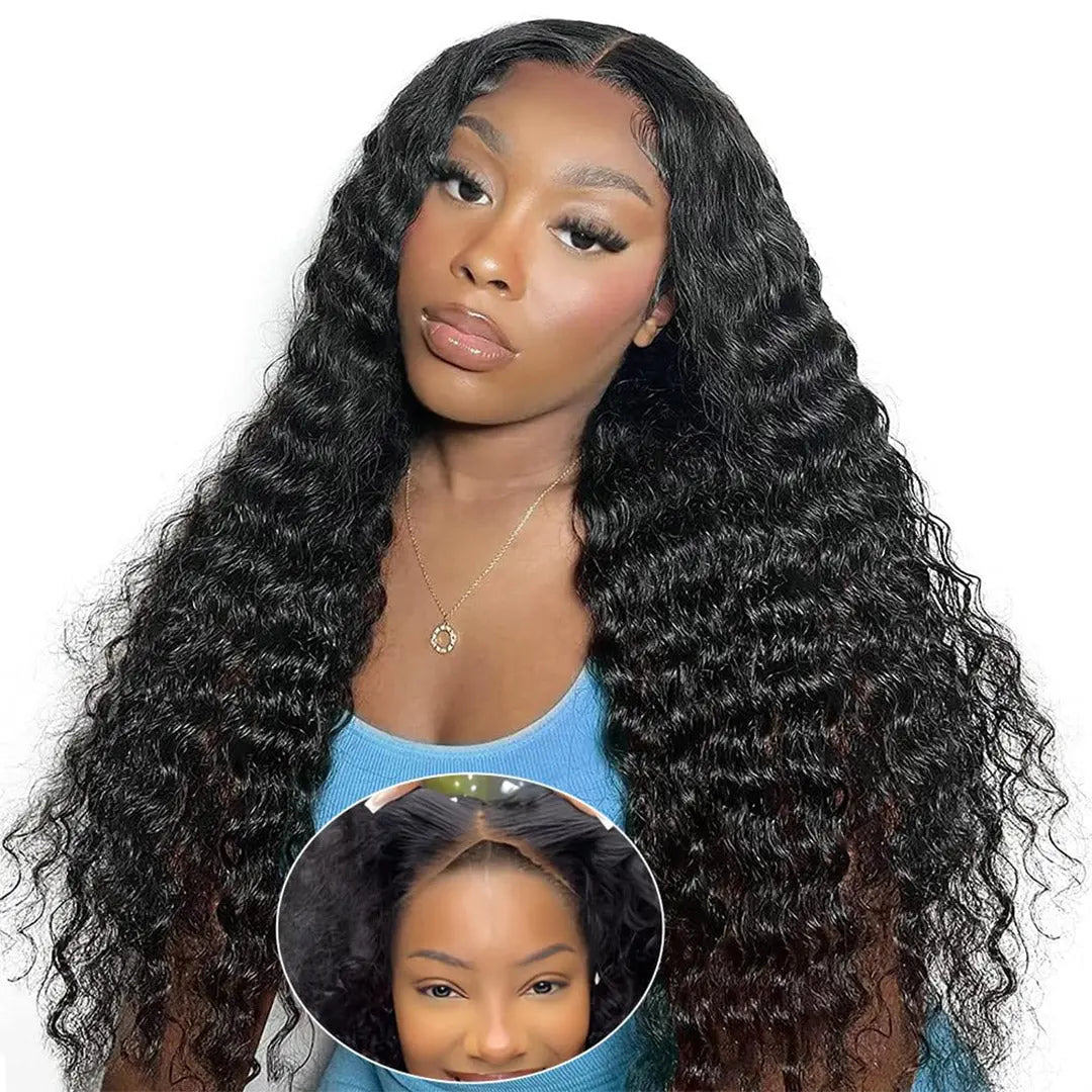 Wear Go Glueless Deep Wave Pre Cut HD Transaparent Lace Human Hair Wigs With Breathable Cap Air Wig-Daisy Hair